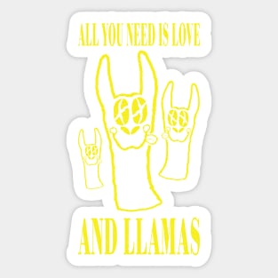 ALL YOU NEED IS LOVE AND LLAMAS Vintage Grunge Style Sticker